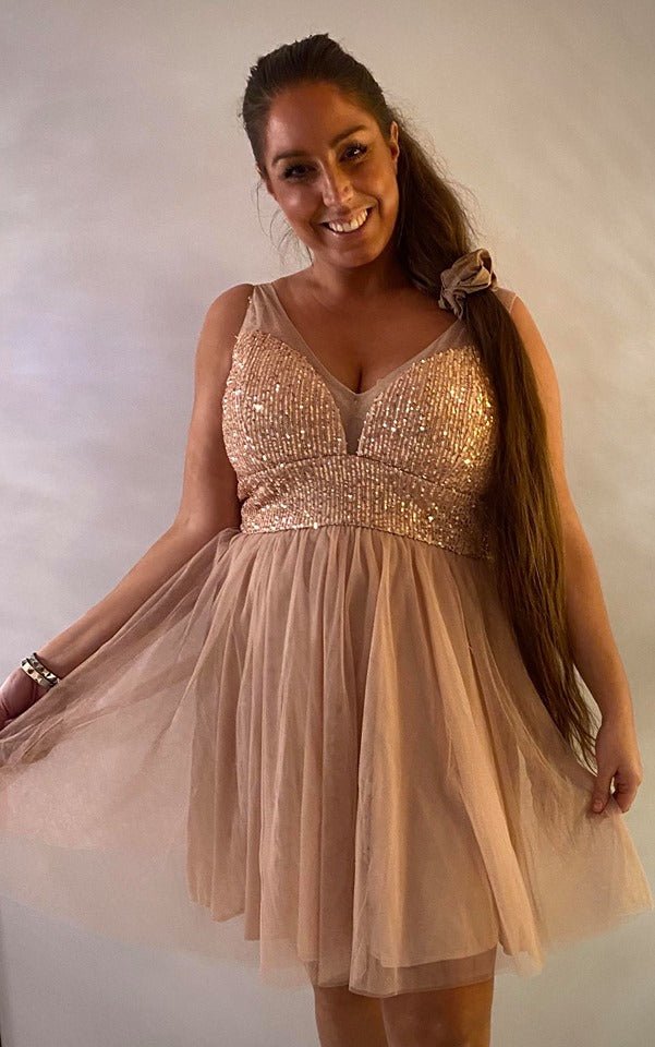 Divaz kjole med kort tyl - rosegold - Staun Denmark - Til hverdag og fest