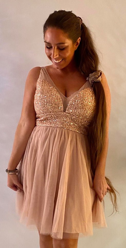 Divaz kjole med kort tyl - rosegold - Staun Denmark - Til hverdag og fest