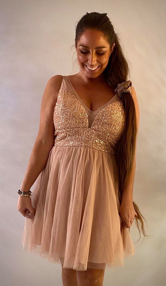 Divaz kjole med kort tyl - rosegold - Staun Denmark - Til hverdag og fest