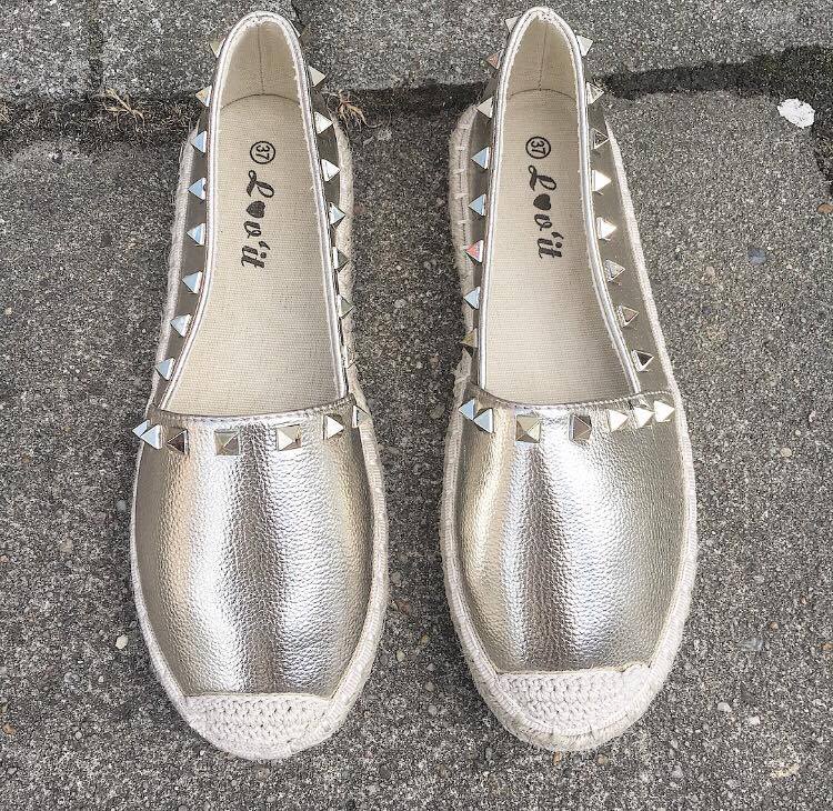 Espadrille i guld med nitter - Staun Denmark - Til hverdag og fest