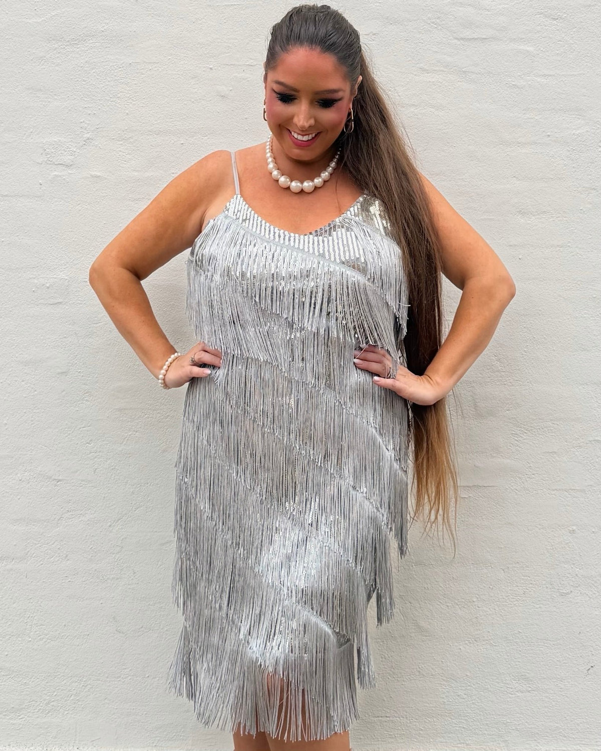 Glitter kjole med frynser - sølv - Staun Denmark - Til hverdag og fest
