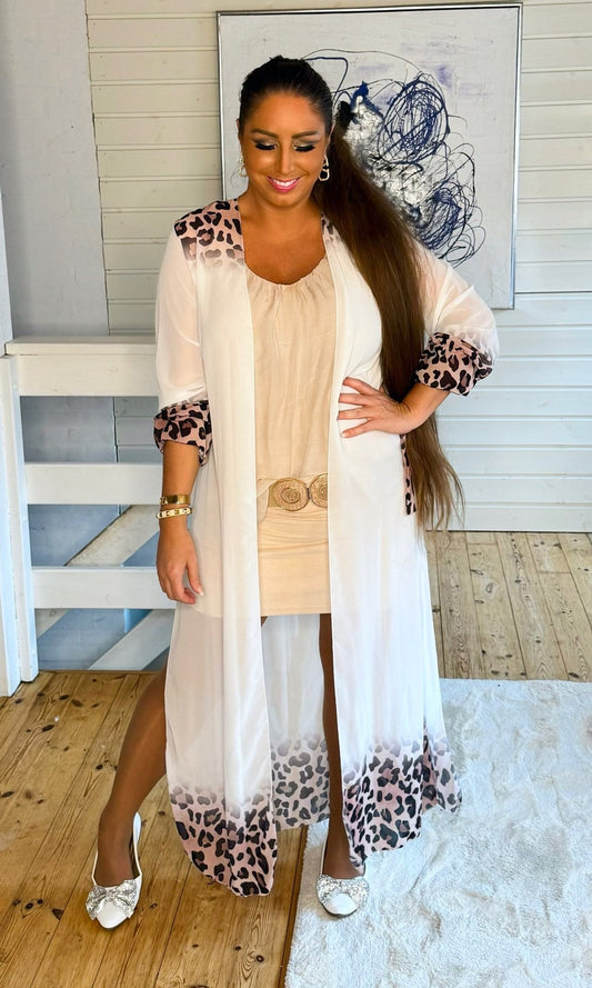 Kimono m. Leopard i hvid - Staun Denmark - Til hverdag og fest