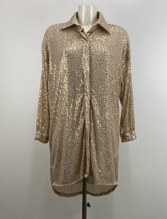 Kimono/skjorte i palietter i roseguld - Staun Denmark - Til hverdag og fest