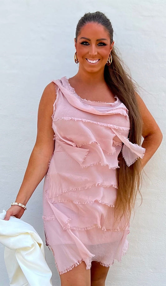 Layer kjole i silke - Rosa - Staun Denmark - Til hverdag og fest