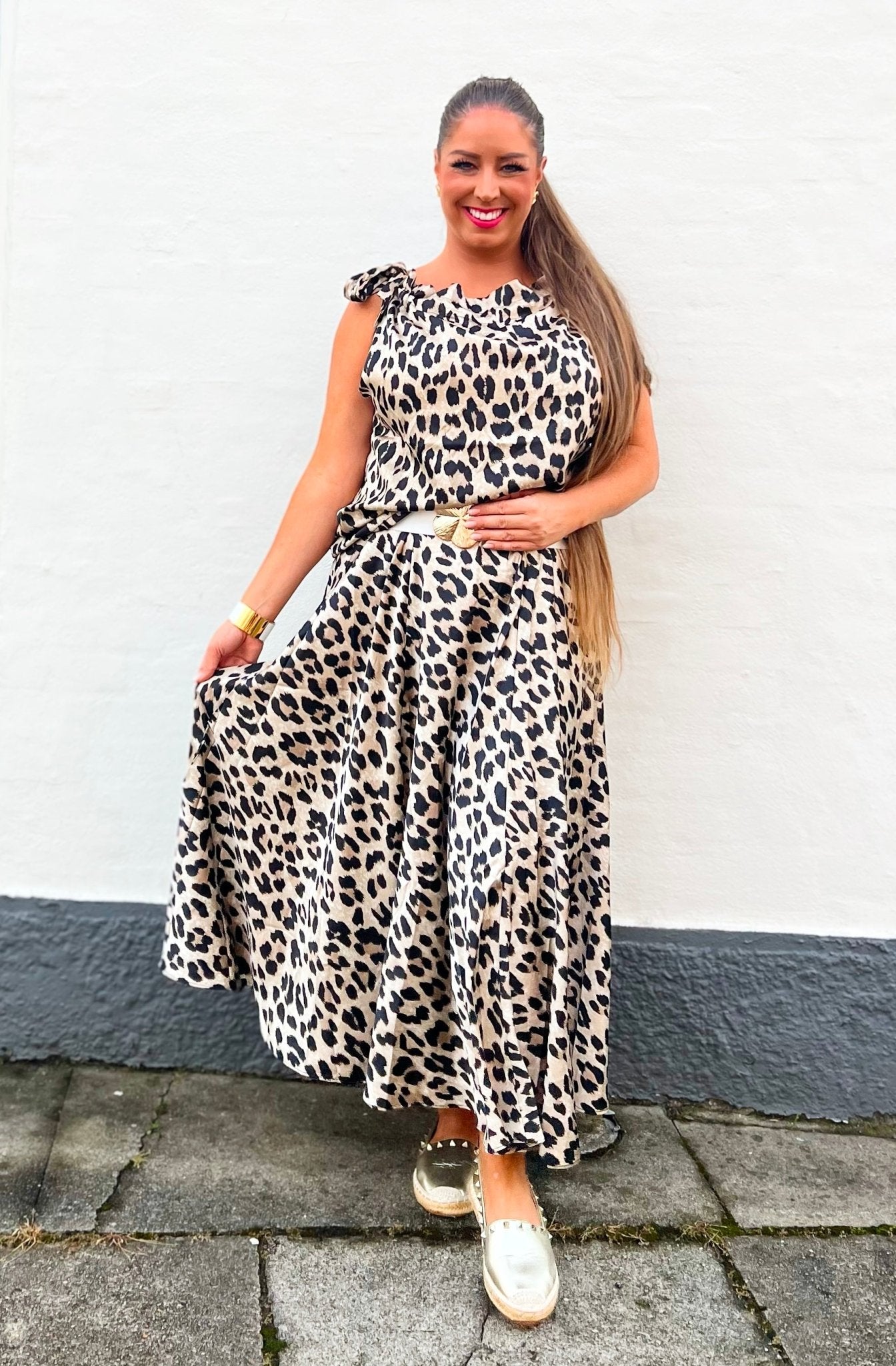 Leopard nederdel i beige fra Divaz.dk - Staun Denmark - Til hverdag og fest