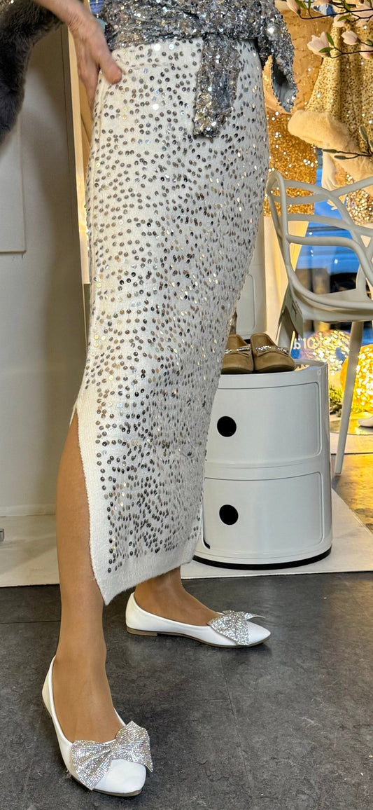 Nederdel creme look med pailletter - Staun Denmark - Til hverdag og fest