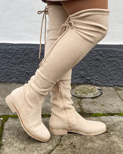 Overknee i beige - Staun Denmark - Til hverdag og fest