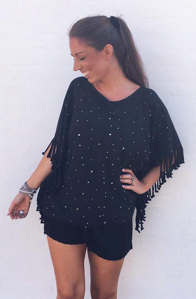Poncho med glitter i sort - Staun Denmark - Til hverdag og fest