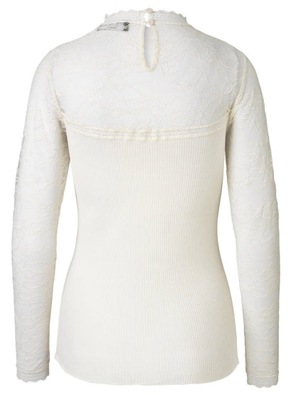 ROSEMUNDE SILKEBLUSE MED BLONDe - Hvid 5631 - Staun Denmark - Til hverdag og fest