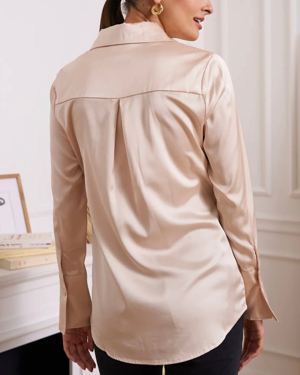 Satin skjorte - beige - Staun Denmark - Til hverdag og fest