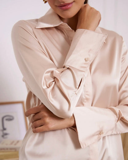 Satin skjorte - beige - Staun Denmark - Til hverdag og fest