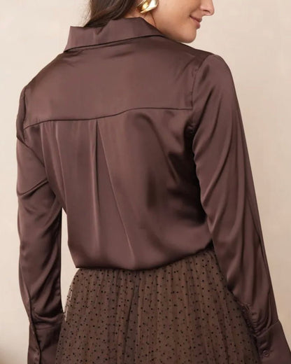 Satin skjorte - choco brun - Staun Denmark - Til hverdag og fest