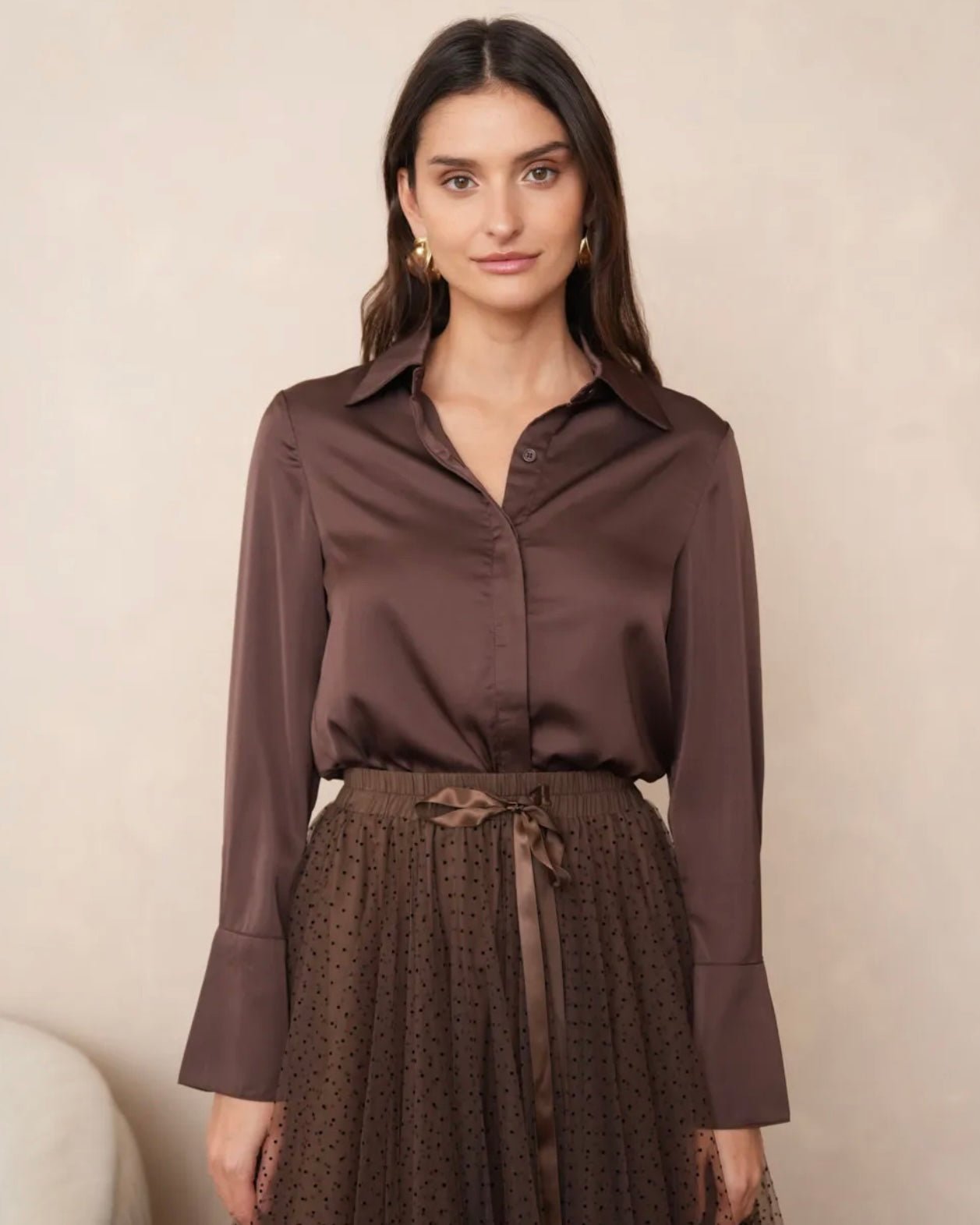 LIBERTÉ dame skjorte SIMI - CHOCO BROWN