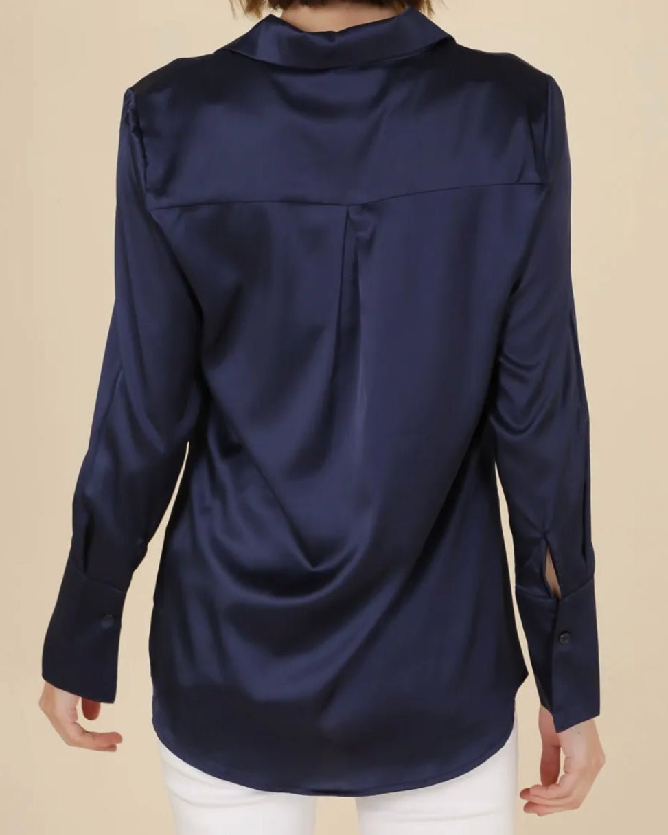 Satin skjorte - mørke blå - Staun Denmark - Til hverdag og fest