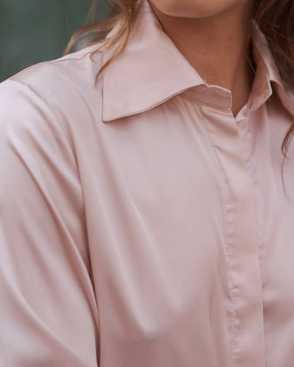 Satin skjorte - rosa - Staun Denmark - Til hverdag og fest