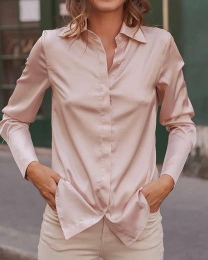 Satin skjorte - rosa - Staun Denmark - Til hverdag og fest