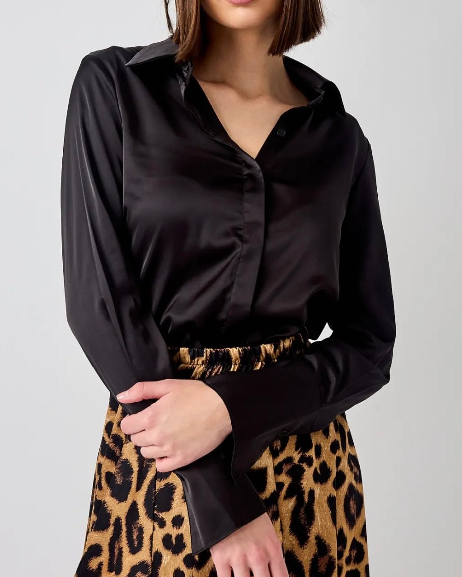 Satin skjorte - sort - Staun Denmark - Til hverdag og fest