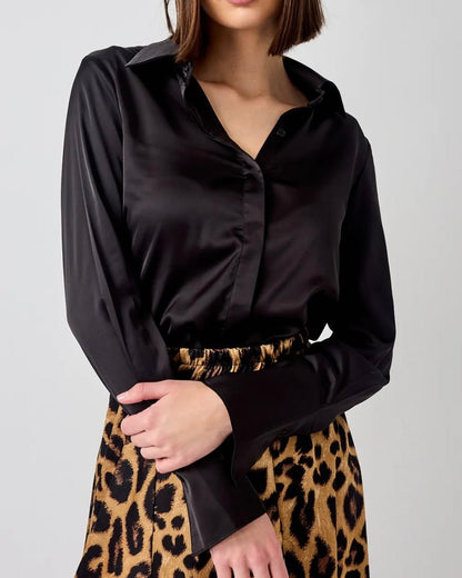 Satin skjorte - sort - Staun Denmark - Til hverdag og fest