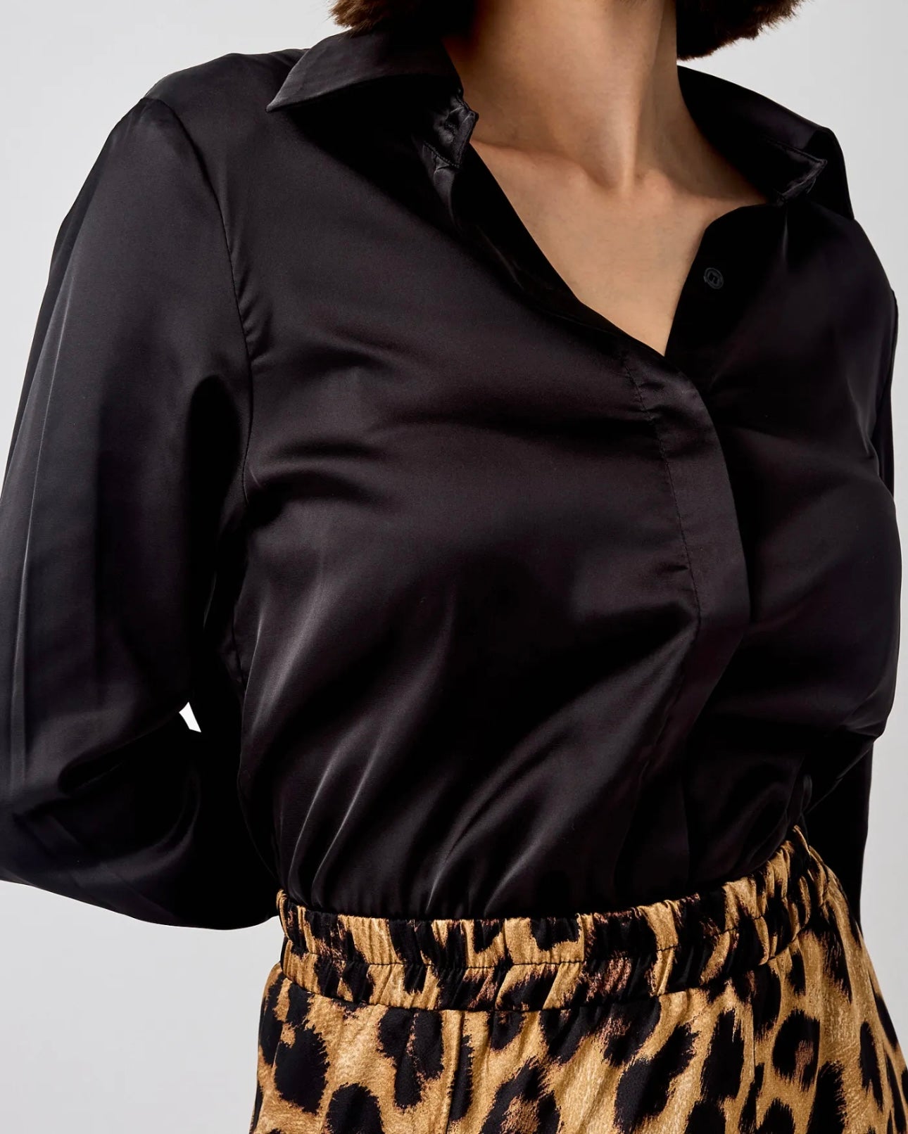 Satin skjorte - sort - Staun Denmark - Til hverdag og fest