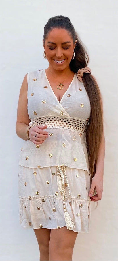 Shiny gold top - beige - Staun Denmark - Til hverdag og fest