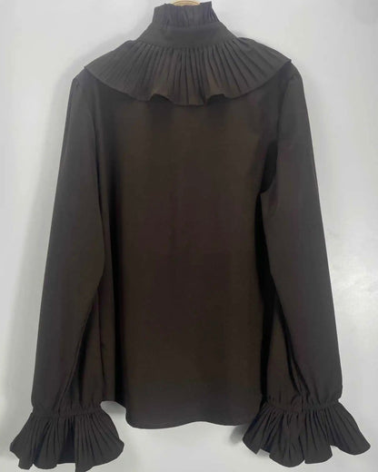 Skjorte med flæser - brun - Staun Denmark - Til hverdag og fest