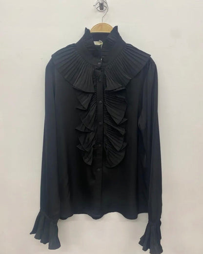 Skjorte med flæser - sort - Staun Denmark - Til hverdag og fest