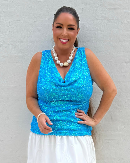 Staun fall Glitter top i Aqua blå - Staun Denmark - Til hverdag og fest