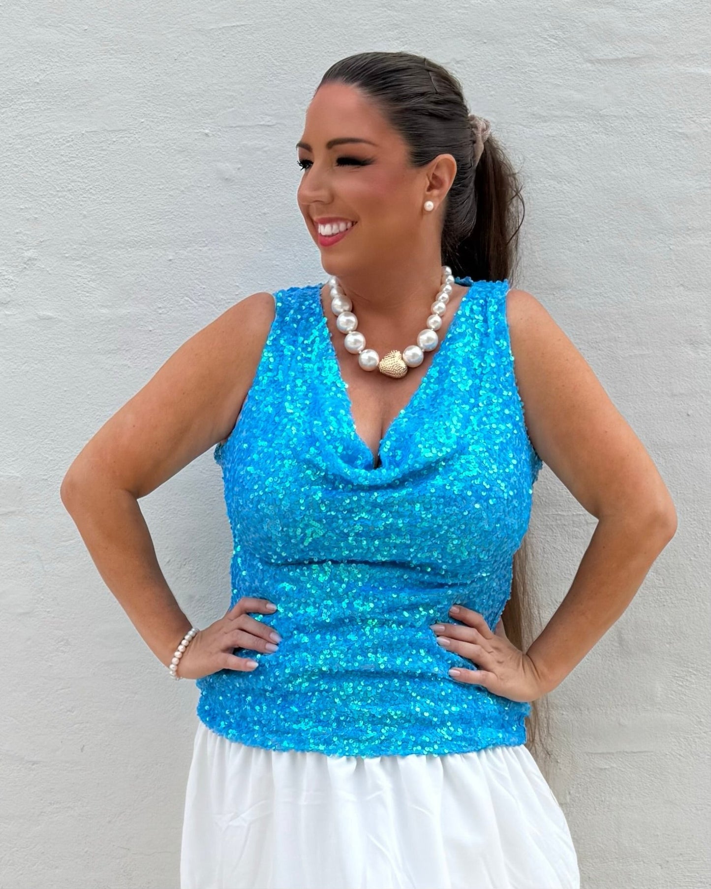 Staun fall Glitter top i Aqua blå - Staun Denmark - Til hverdag og fest