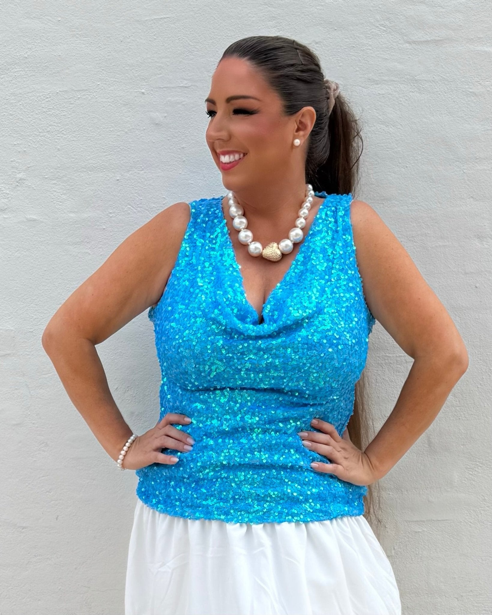 Staun fall Glitter top i Aqua blå - Staun Denmark - Til hverdag og fest