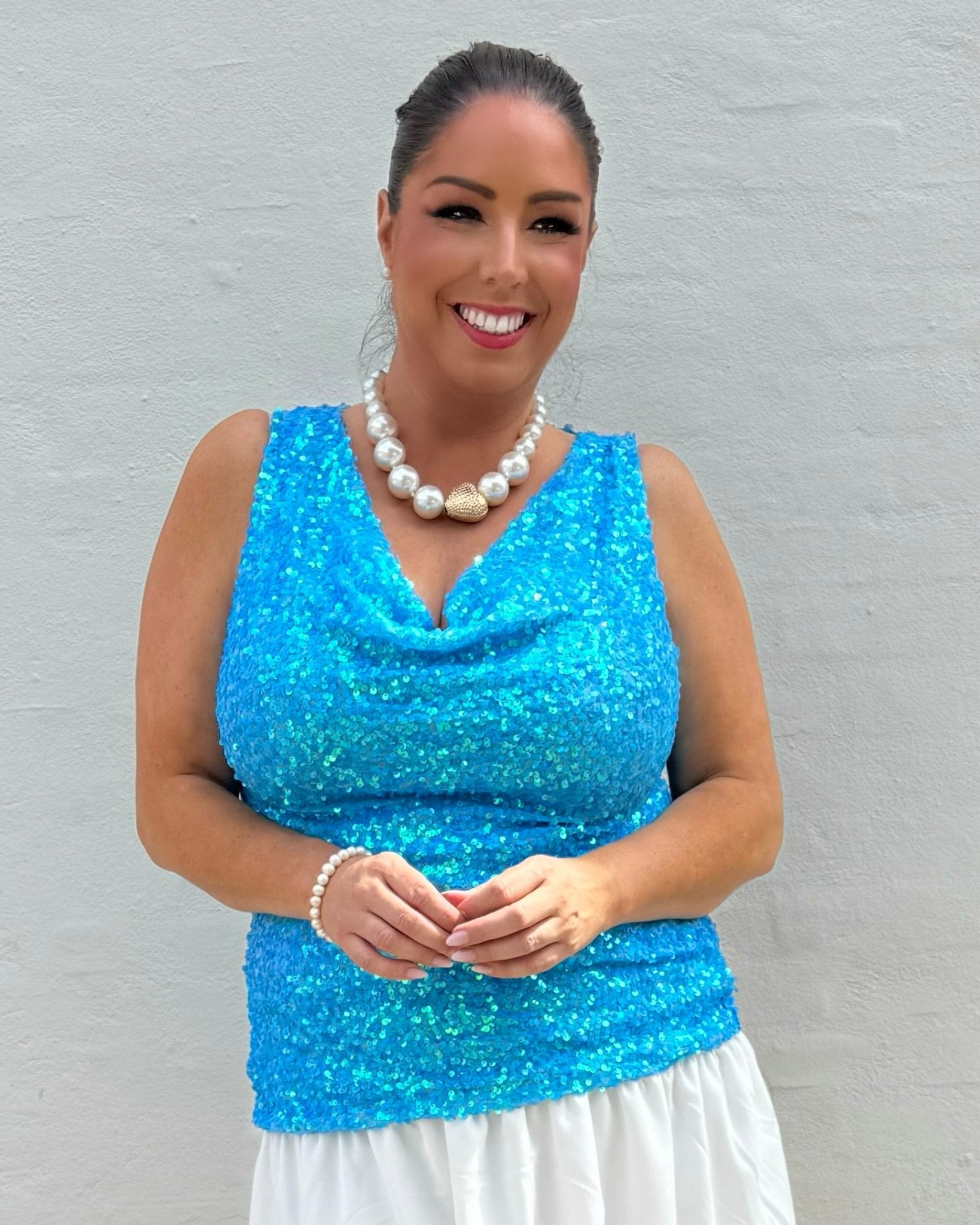 Staun fall Glitter top i Aqua blå - Staun Denmark - Til hverdag og fest