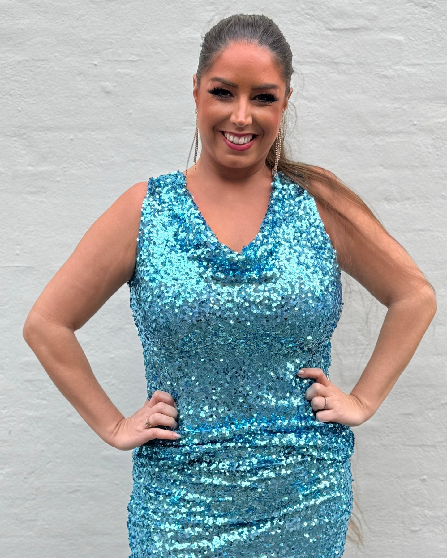 Staun fall Glitter top i lyse blå pailletter - Staun Denmark - Til hverdag og fest