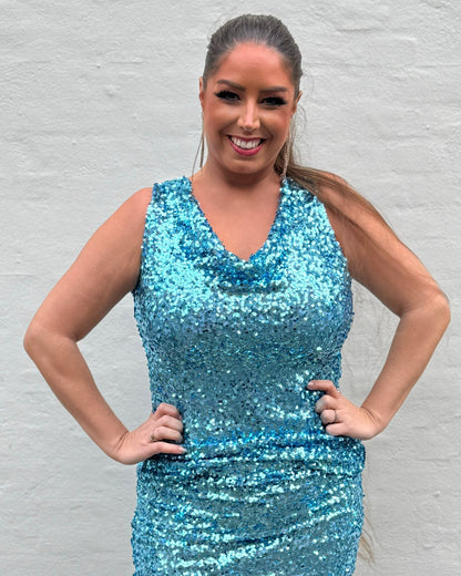 Staun fall Glitter top i lyse blå pailletter - Staun Denmark - Til hverdag og fest