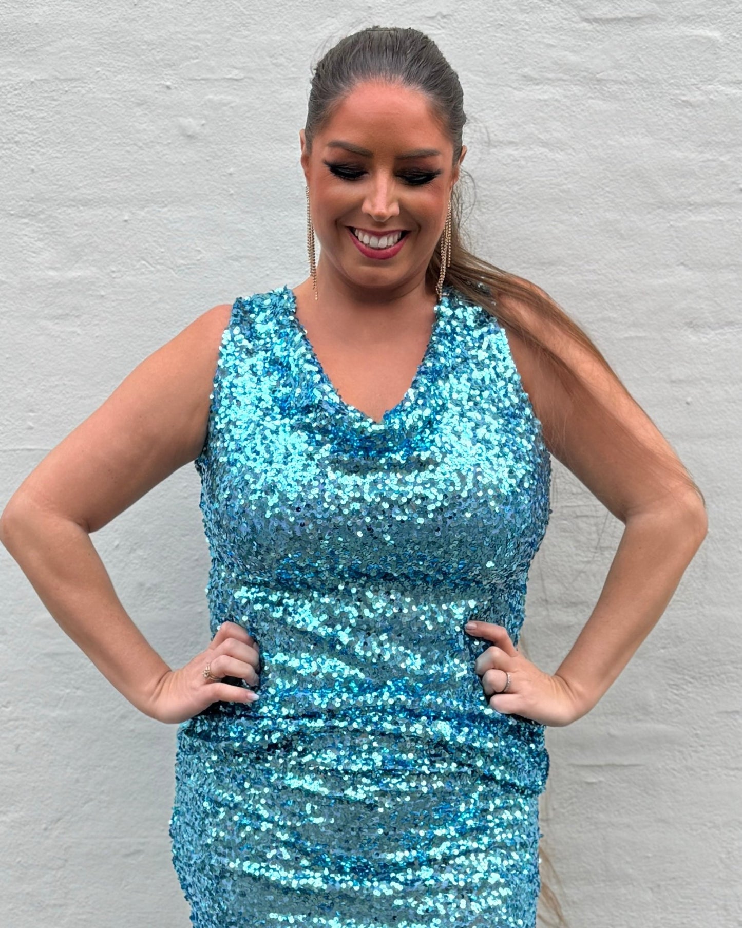 Staun fall Glitter top i lyse blå pailletter - Staun Denmark - Til hverdag og fest