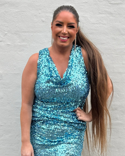 Staun fall Glitter top i lyse blå pailletter - Staun Denmark - Til hverdag og fest