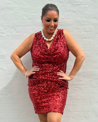 Staun fall Glitter top i rød - Staun Denmark - Til hverdag og fest