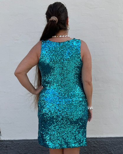 Staun glitter fall kjole - Tyrkis - Staun Denmark - Til hverdag og fest