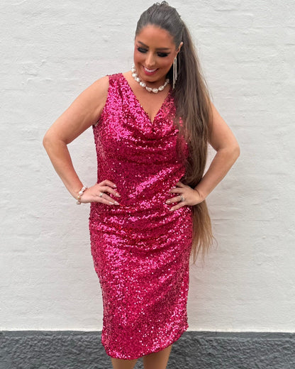 Staun glitter fall lang kjole - pink - Staun Denmark - Til hverdag og fest