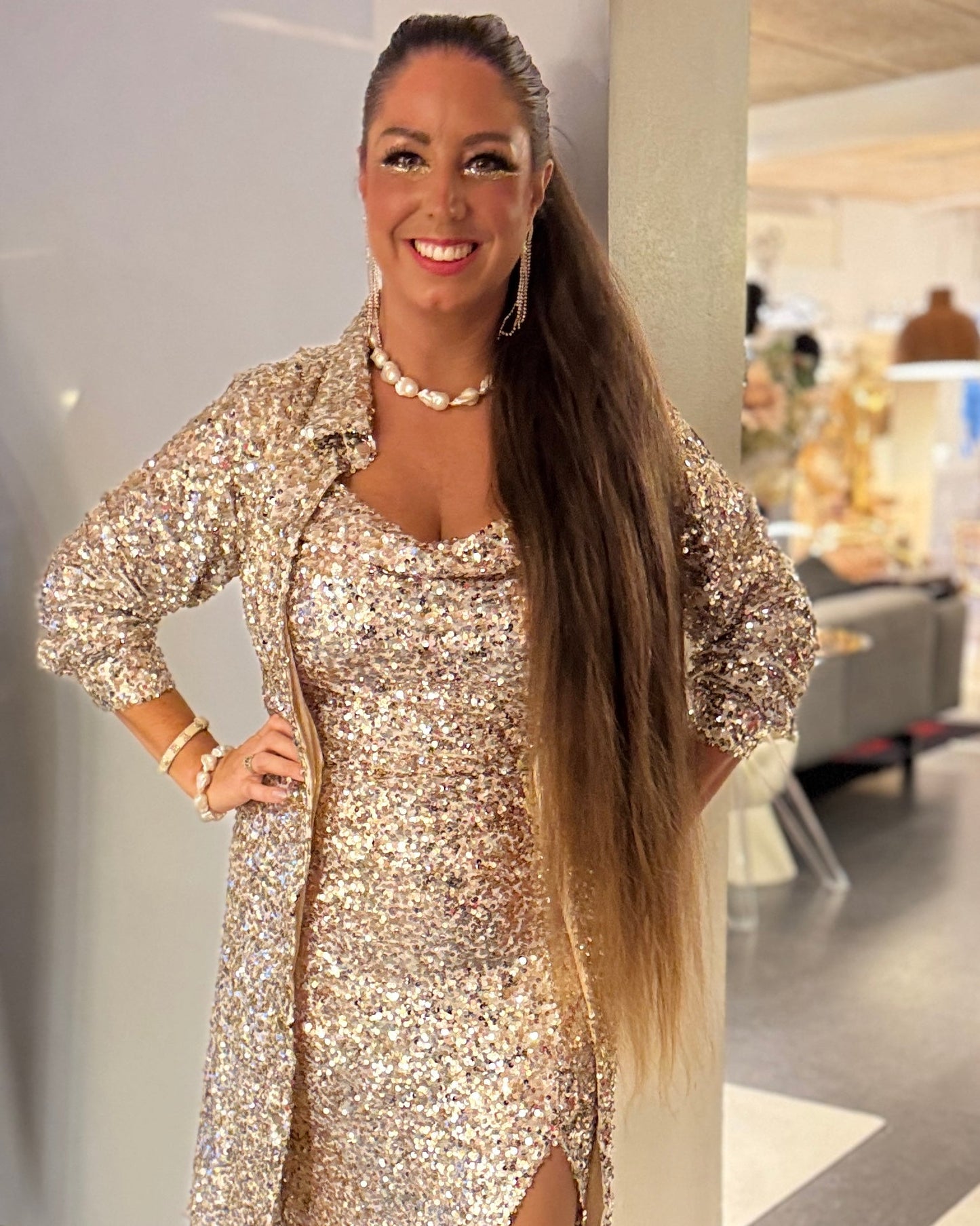 Staun glitter kjole - guld - Staun Denmark - Til hverdag og fest
