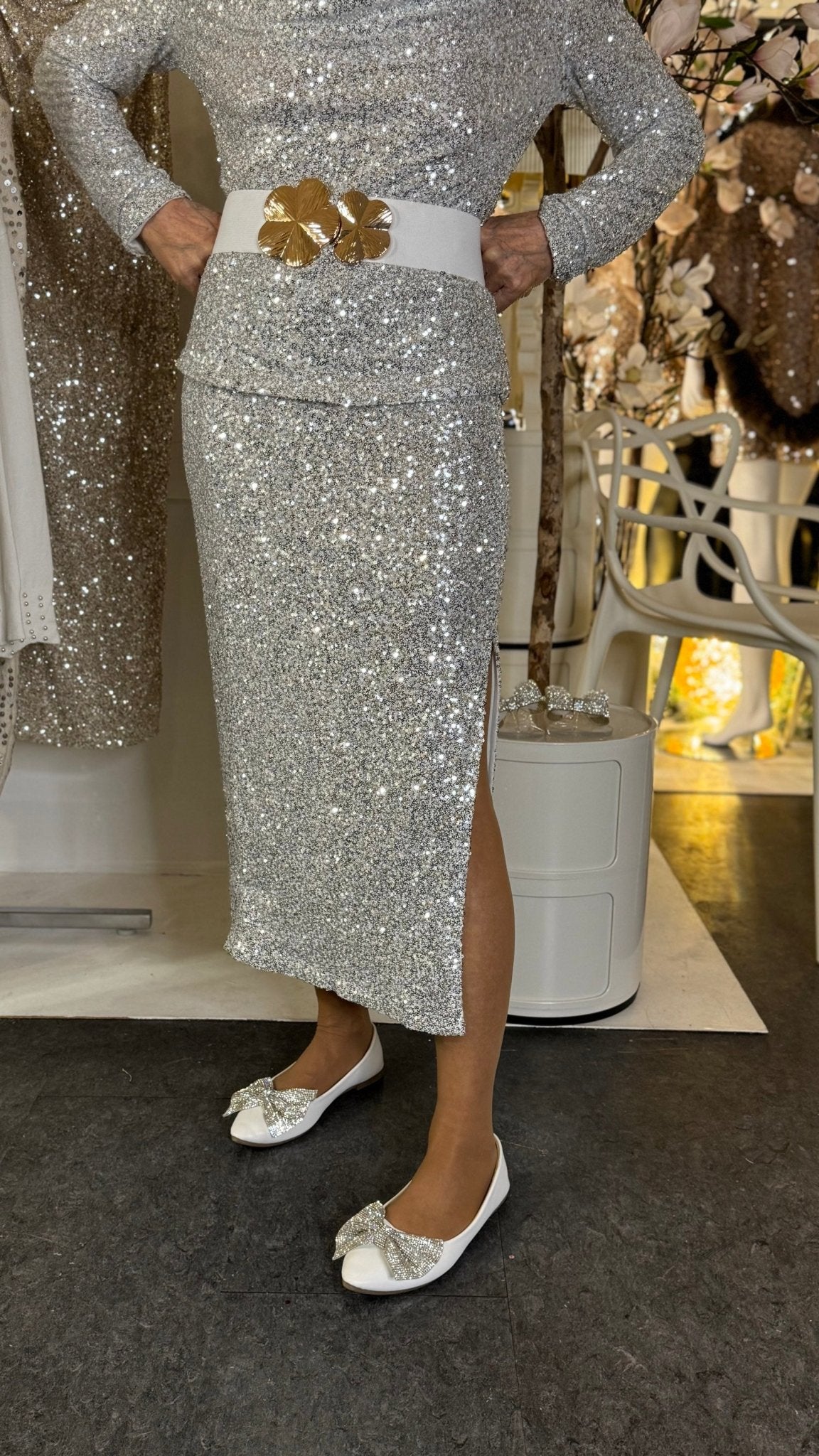 Staun glitter nederdel - sølv - Staun Denmark - Til hverdag og fest
