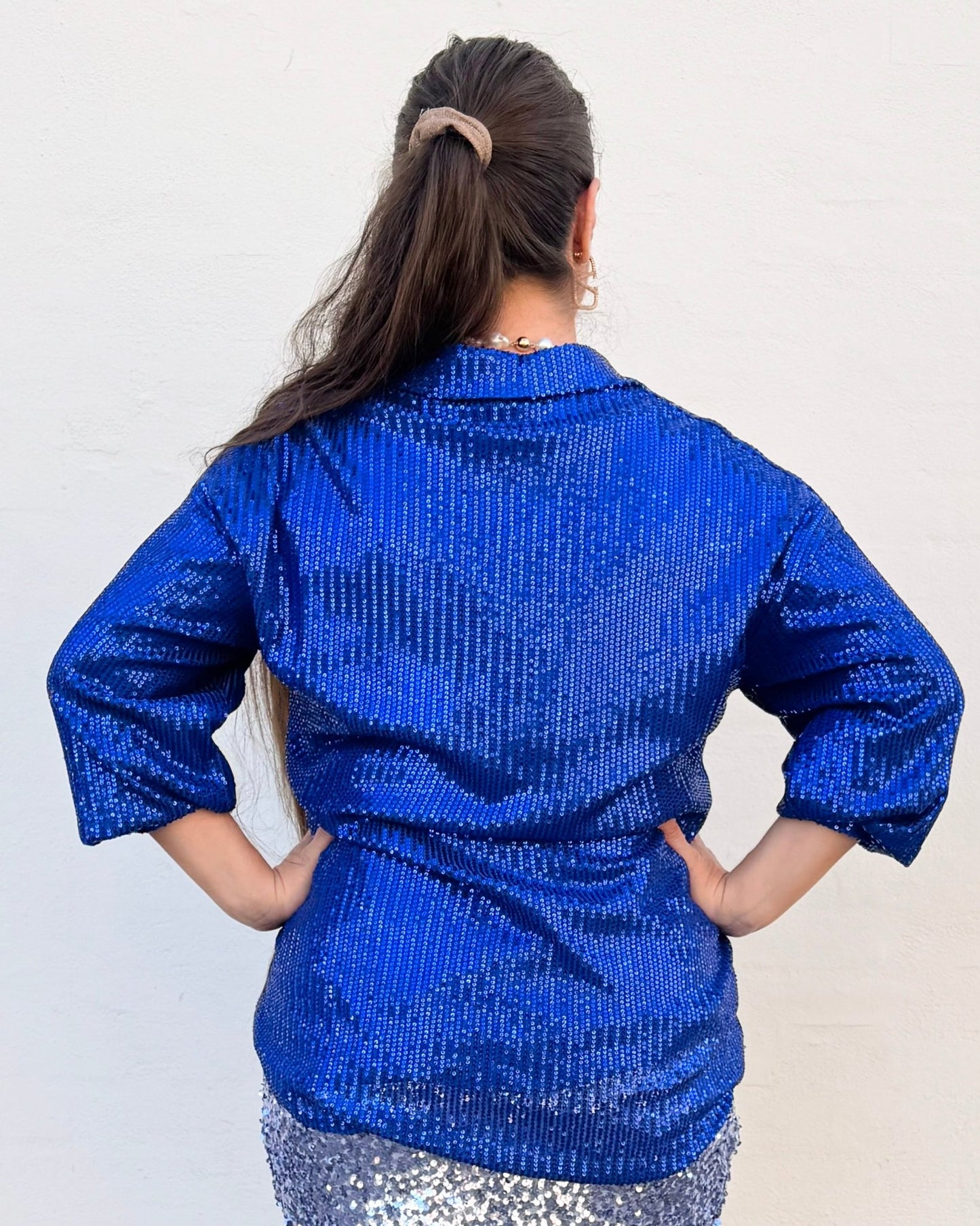 Staun glitter skjorte - Cobolt blå - Staun Denmark - Til hverdag og fest