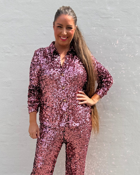 Staun Glitter skjorte i rosa pink - Staun Denmark - Til hverdag og fest