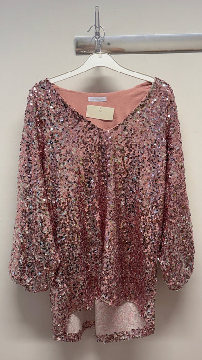 Staun glitter tunika i rosa i pailletter - Staun Denmark - Til hverdag og fest