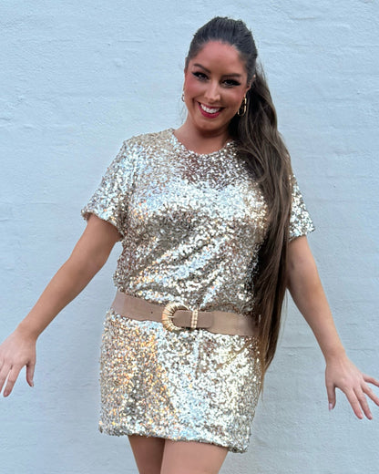 Staun glitter tunika kjole - guld - Staun Denmark - Til hverdag og fest