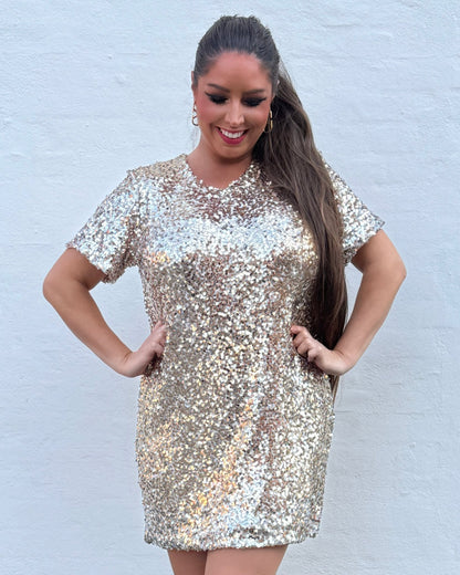 Staun glitter tunika kjole - guld - Staun Denmark - Til hverdag og fest