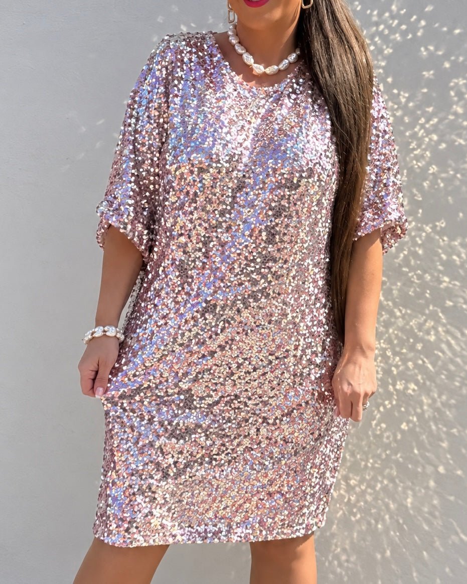 Staun glitter tunika kjole i pailletter- rosa - Staun Denmark - Til hverdag og fest