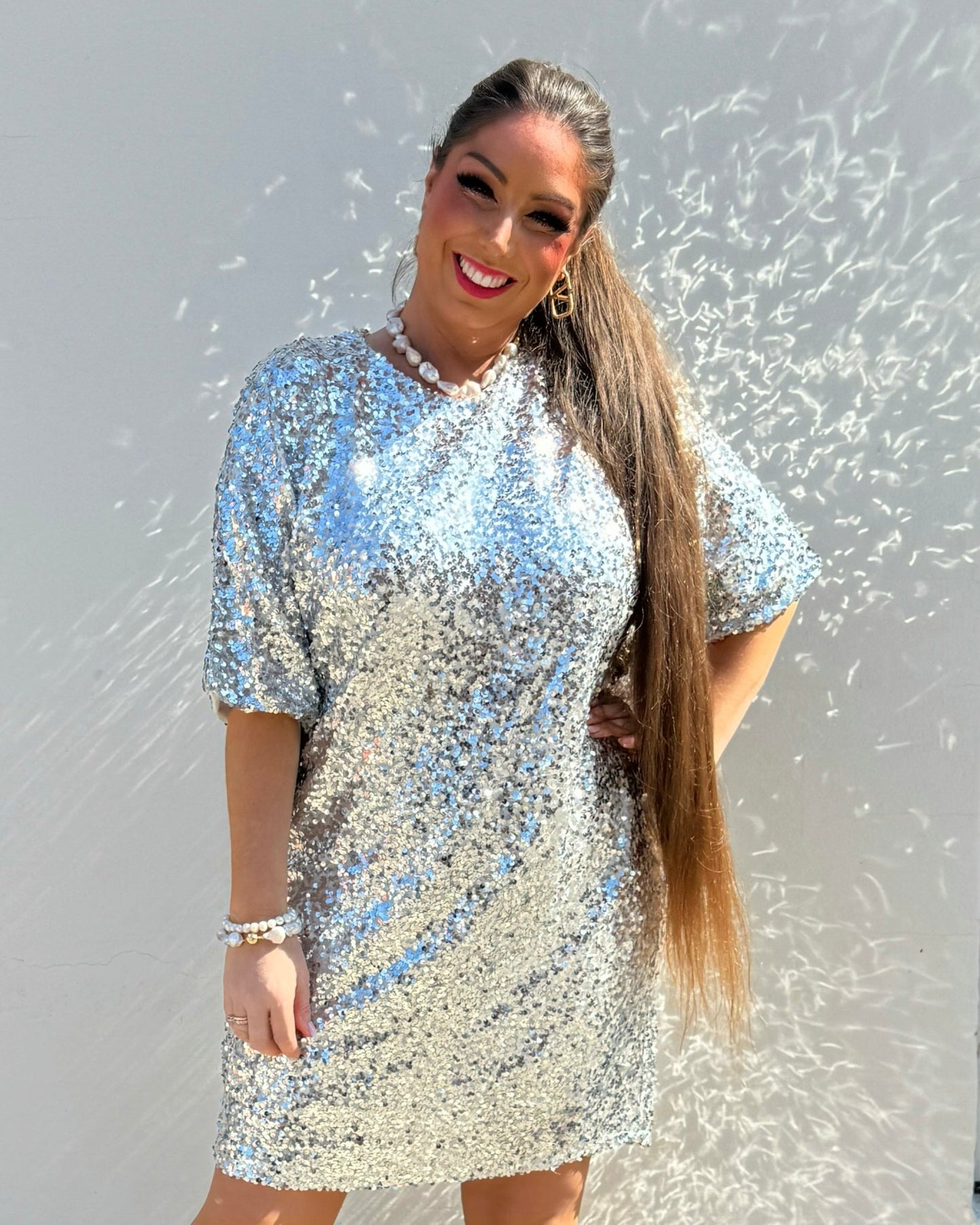 Staun glitter tunika kjole - sølv - Staun Denmark - Til hverdag og fest