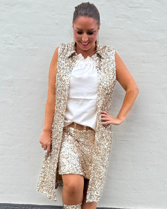 Staun kimono kjole i guld glitter u. Ærmer - Staun Denmark - Til hverdag og fest