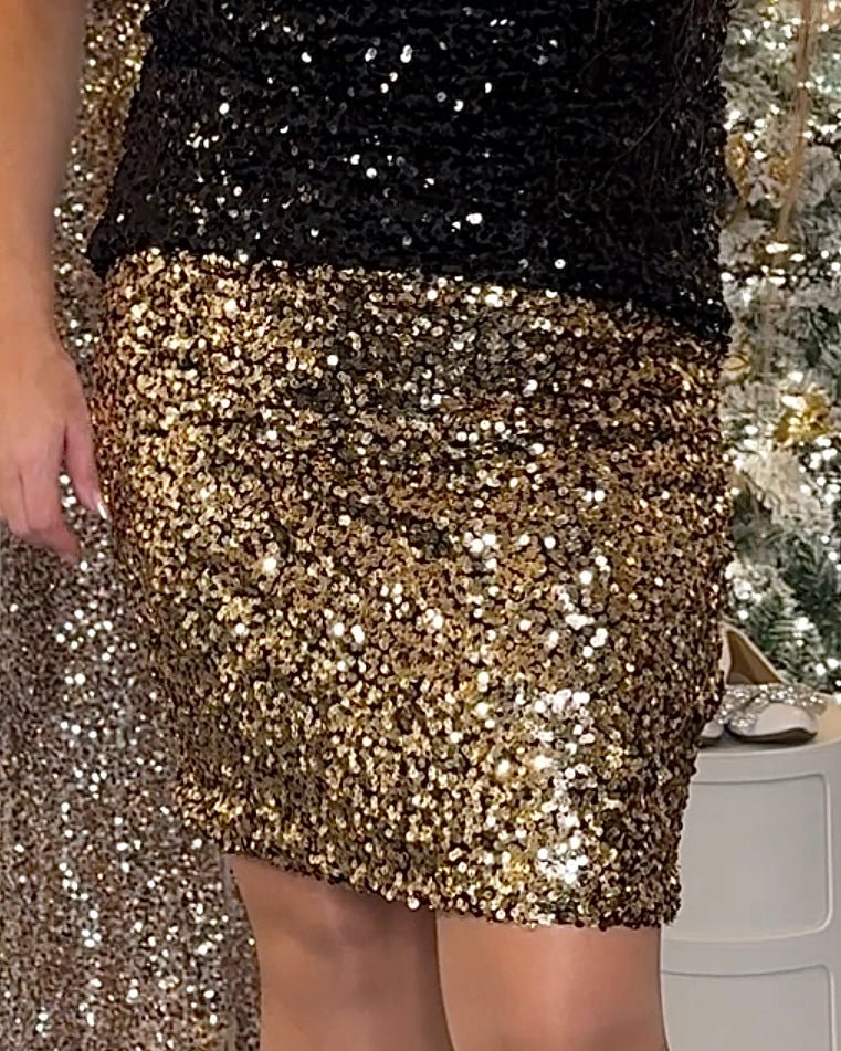 Staun nederdel i sort med guld pailletter str. 36 - 44. - Staun Denmark - Til hverdag og fest