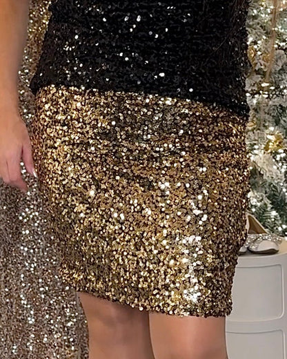 Staun nederdel i sort med guld pailletter str. 36 - 44. - Staun Denmark - Til hverdag og fest