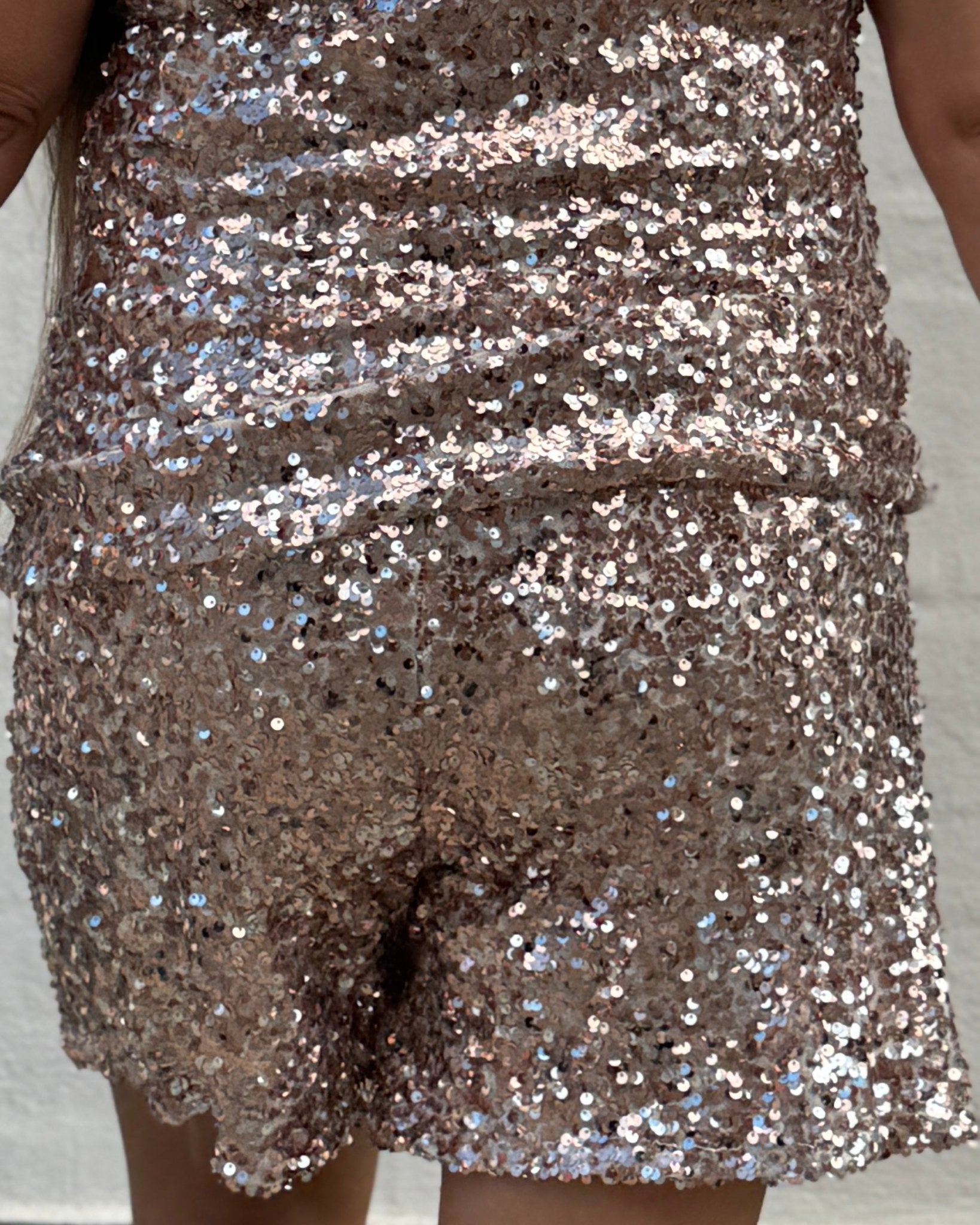 Staun Shorts i rosegold med pailletter (str 42-50) Midsize shorts - Staun Denmark - Til hverdag og fest